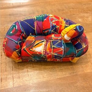 Vintage 1994 Toymax quilted baby doll/barbie/dollhouse sofa with pillow